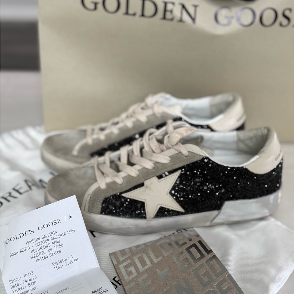 Golden Goose Black/TAUPE/BUTTERCREAM Distressed suede toe Sneakers
